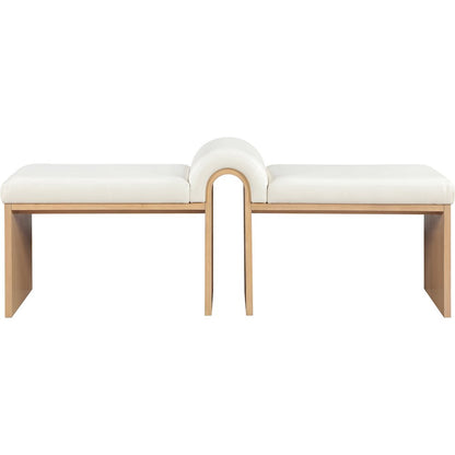 Delphine Cream Vegan Leather Upholstered Bench