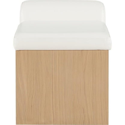 Delphine Cream Vegan Leather Upholstered Bench