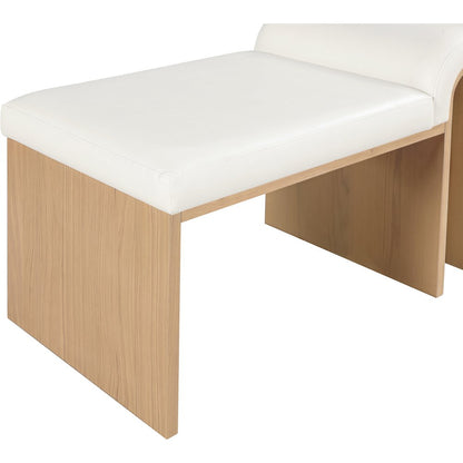 Delphine Cream Vegan Leather Upholstered Bench