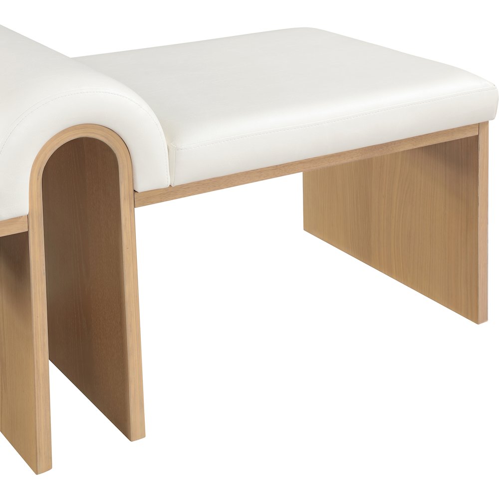 Delphine Cream Vegan Leather Upholstered Bench