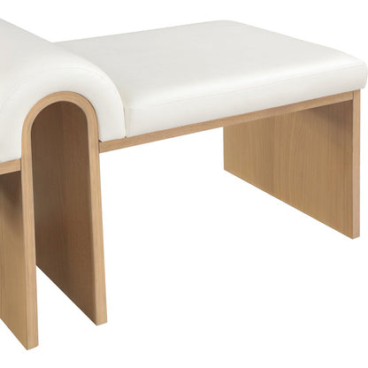 Delphine Cream Vegan Leather Upholstered Bench