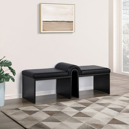 Delphine Black Vegan Leather Upholstered Bench