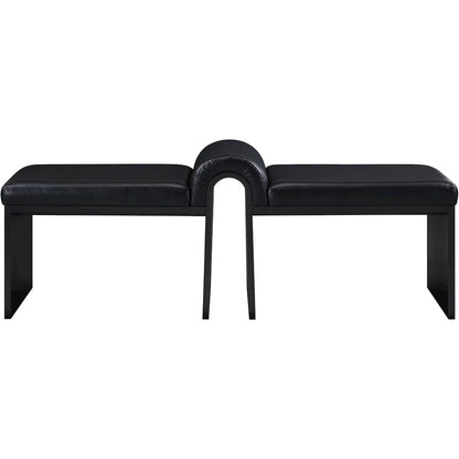 Delphine Black Vegan Leather Upholstered Bench