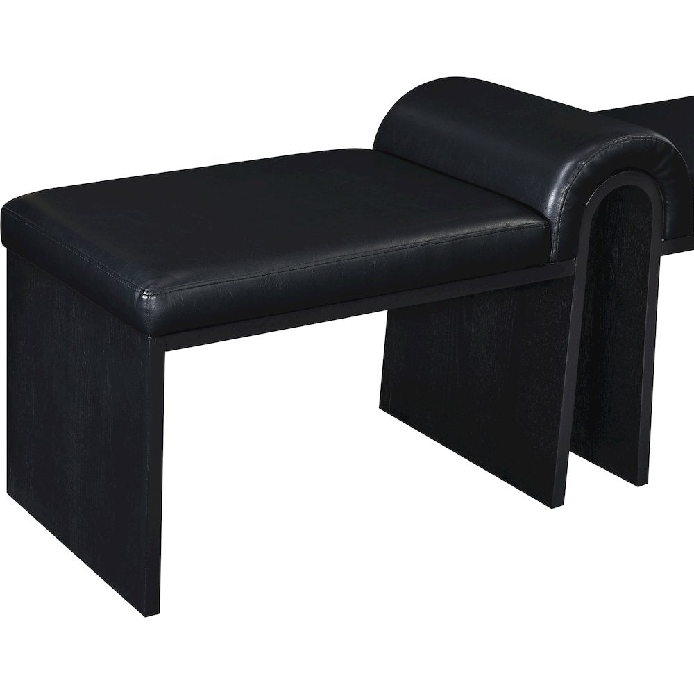 Delphine Black Vegan Leather Upholstered Bench