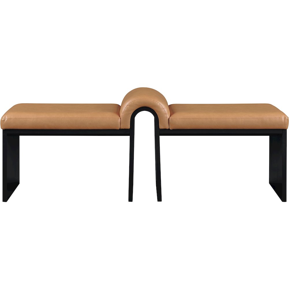 Delphine Cognac Vegan Leather Upholstered Bench
