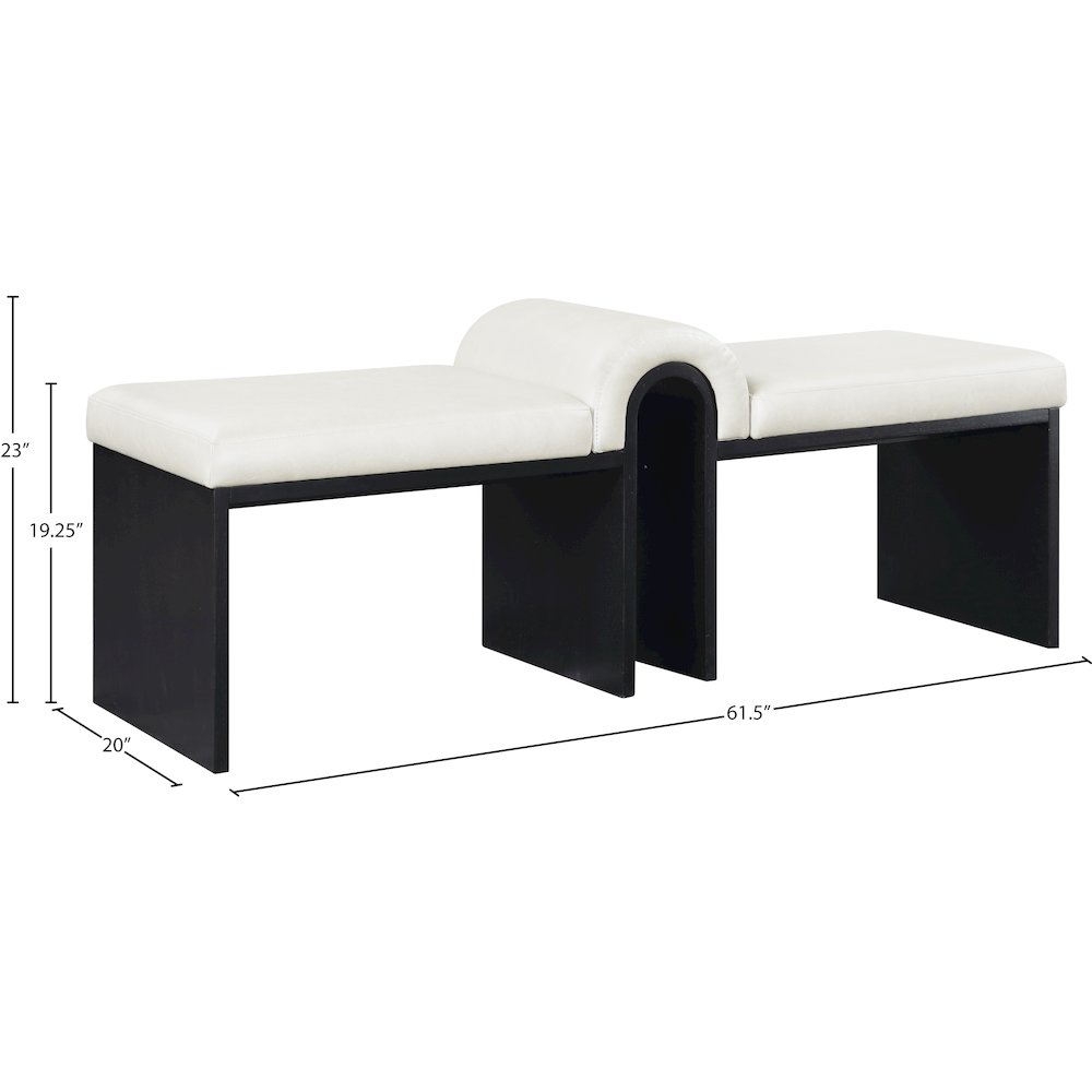 Delphine Cream Vegan Leather Upholstered Bench
