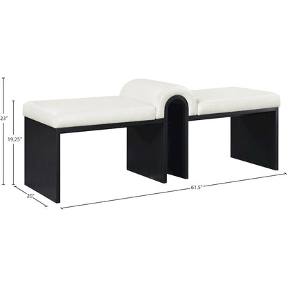 Delphine Cream Vegan Leather Upholstered Bench