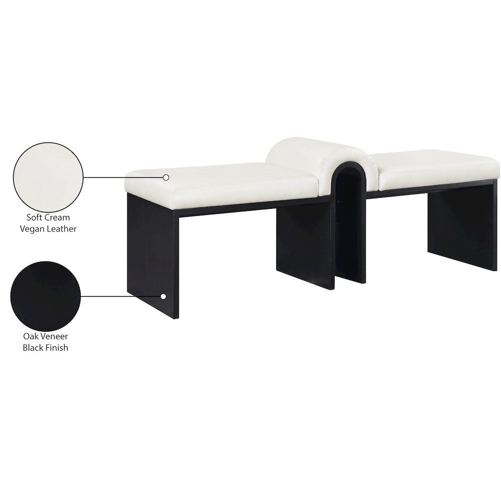 Delphine Cream Vegan Leather Upholstered Bench