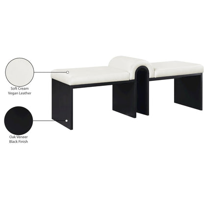 Delphine Cream Vegan Leather Upholstered Bench