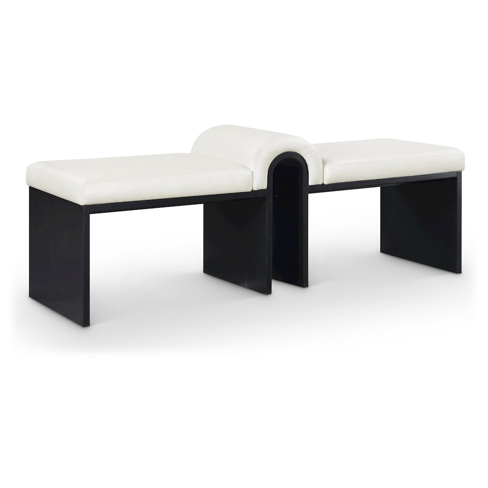 Delphine Cream Vegan Leather Upholstered Bench