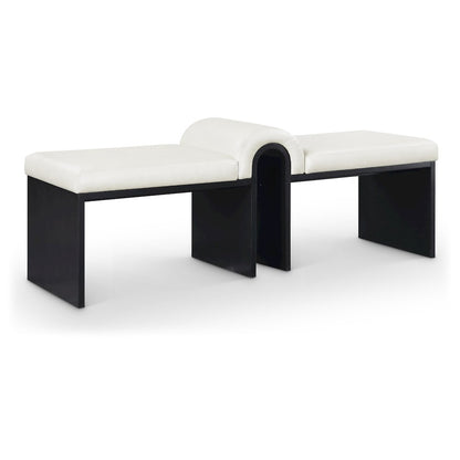 Delphine Cream Vegan Leather Upholstered Bench