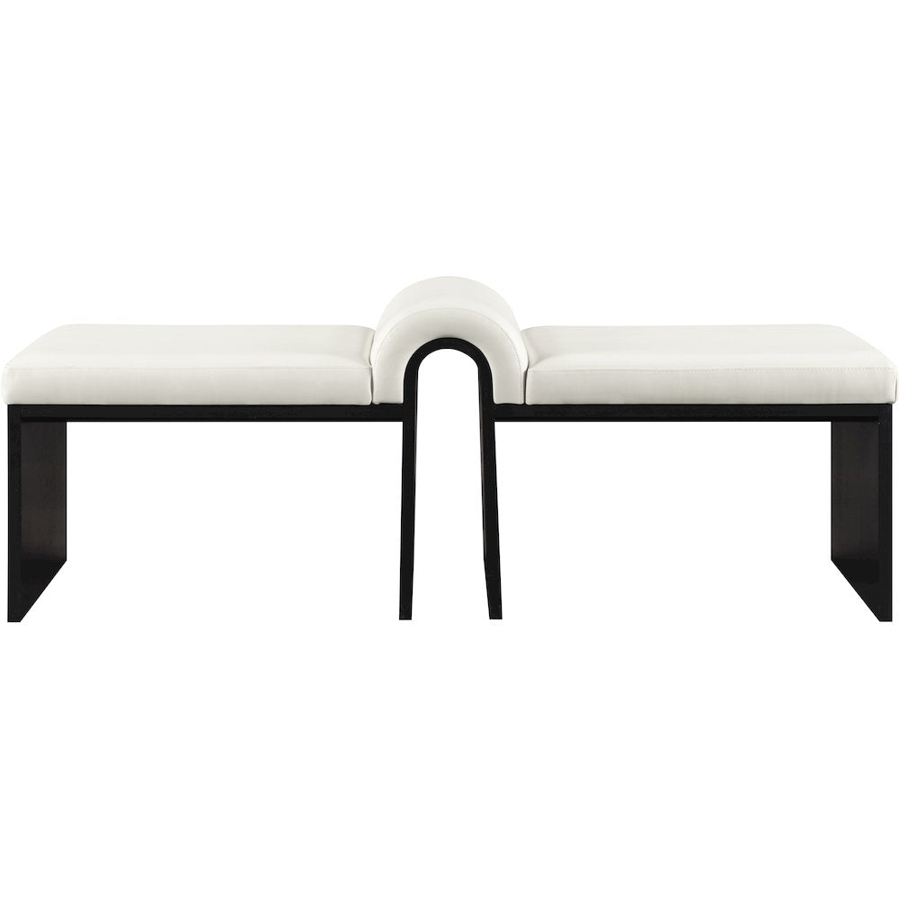 Delphine Cream Vegan Leather Upholstered Bench