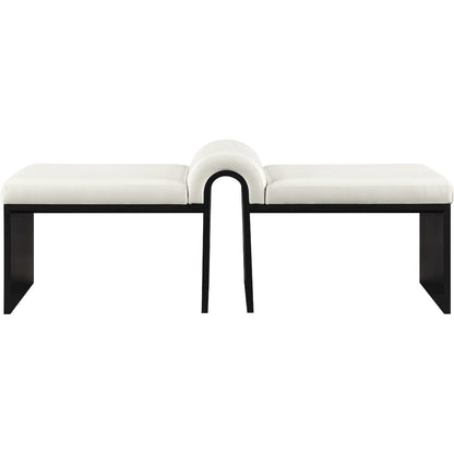 Delphine Cream Vegan Leather Upholstered Bench