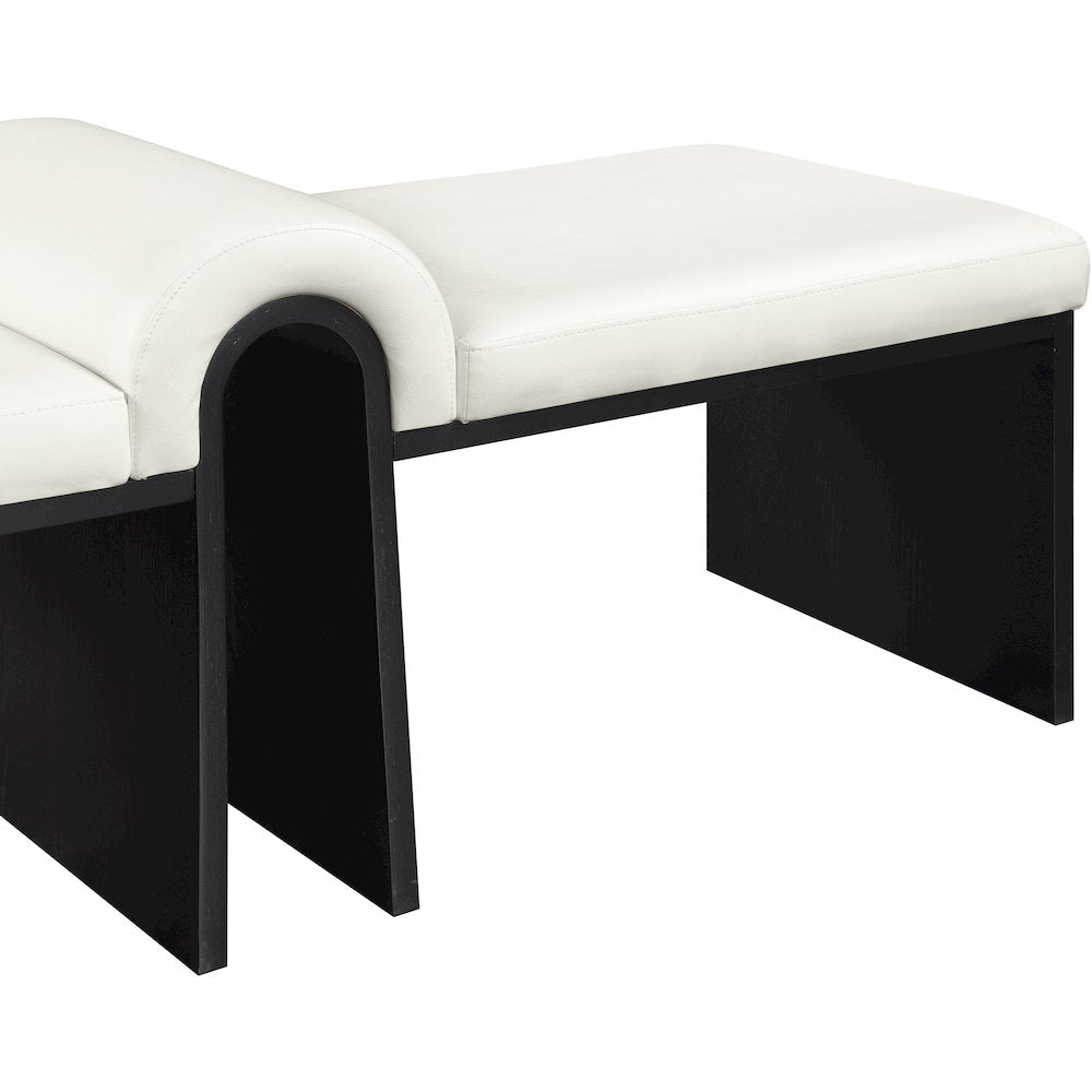 Delphine Cream Vegan Leather Upholstered Bench
