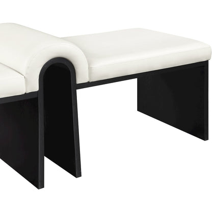 Delphine Cream Vegan Leather Upholstered Bench