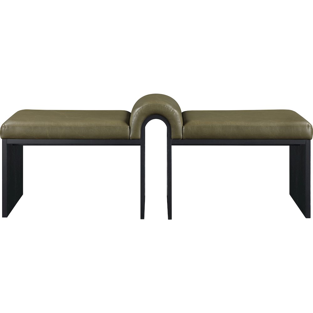 Delphine Olive Vegan Leather Upholstered Bench