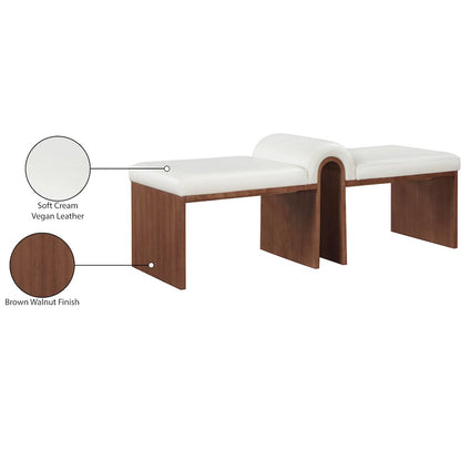 Delphine Cream Vegan Leather Upholstered Bench