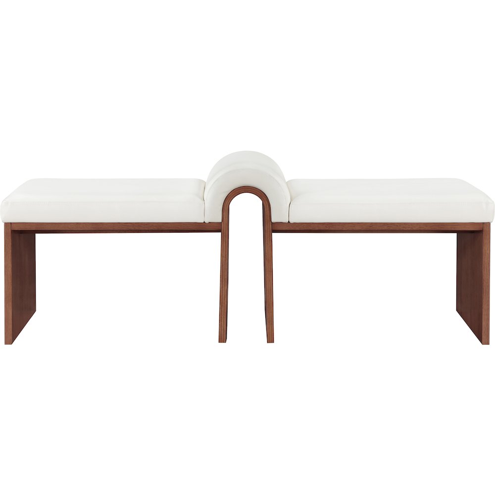Delphine Cream Vegan Leather Upholstered Bench