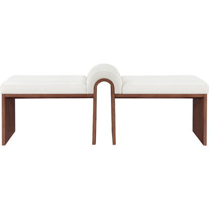 Delphine Cream Vegan Leather Upholstered Bench