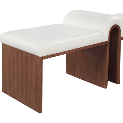 Delphine Cream Vegan Leather Upholstered Bench