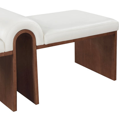 Delphine Cream Vegan Leather Upholstered Bench