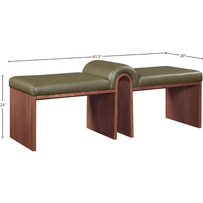 Delphine Olive Vegan Leather Upholstered Bench