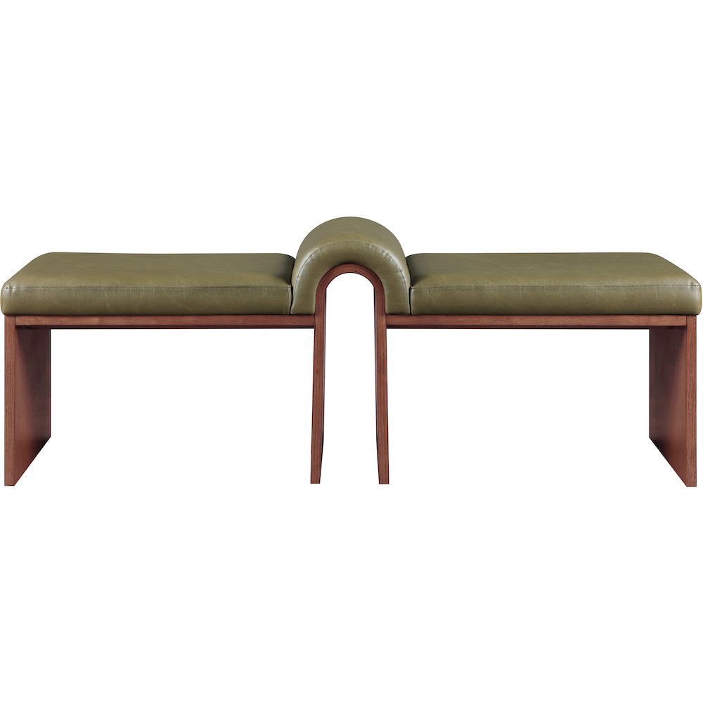 Delphine Olive Vegan Leather Upholstered Bench