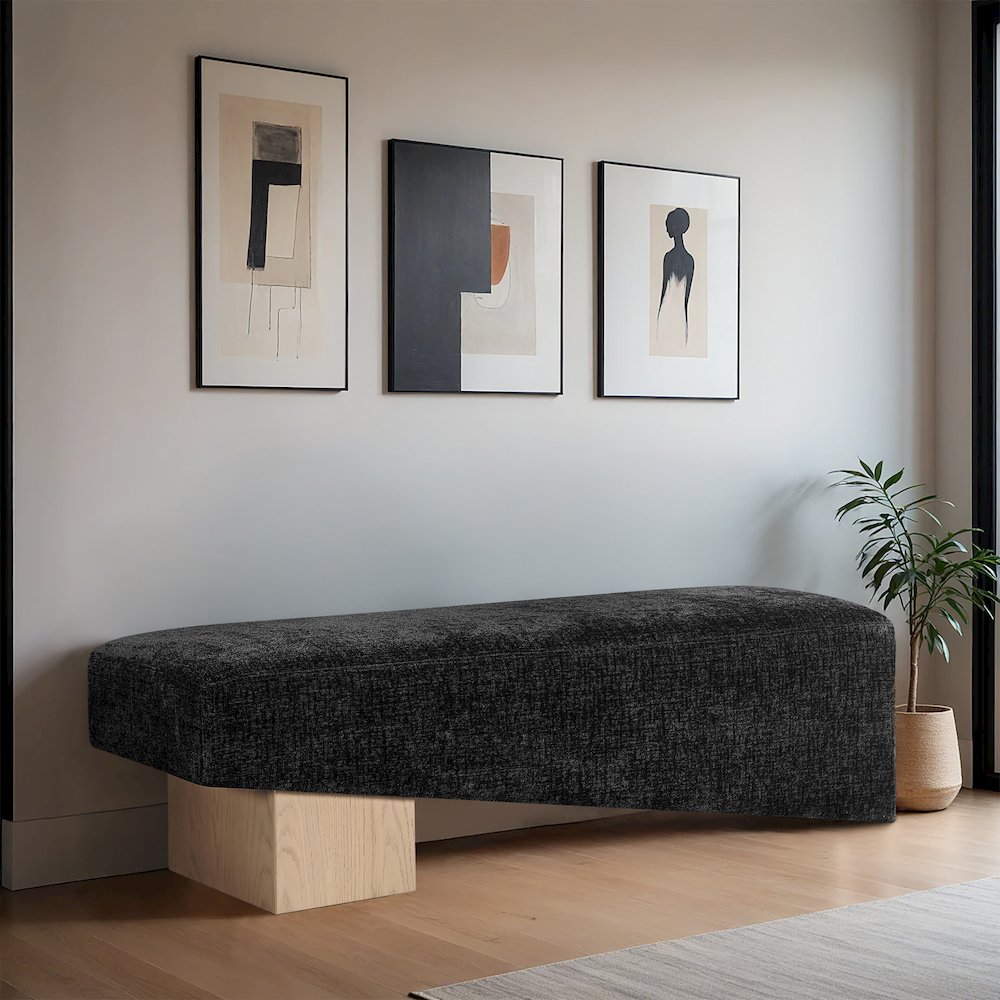 Alora Black Fabric Bench