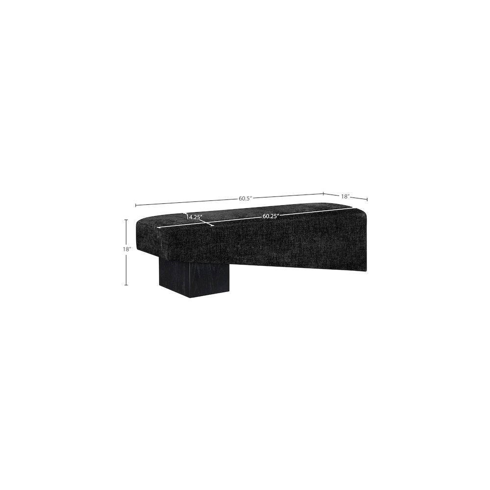 Alora Black Fabric Bench