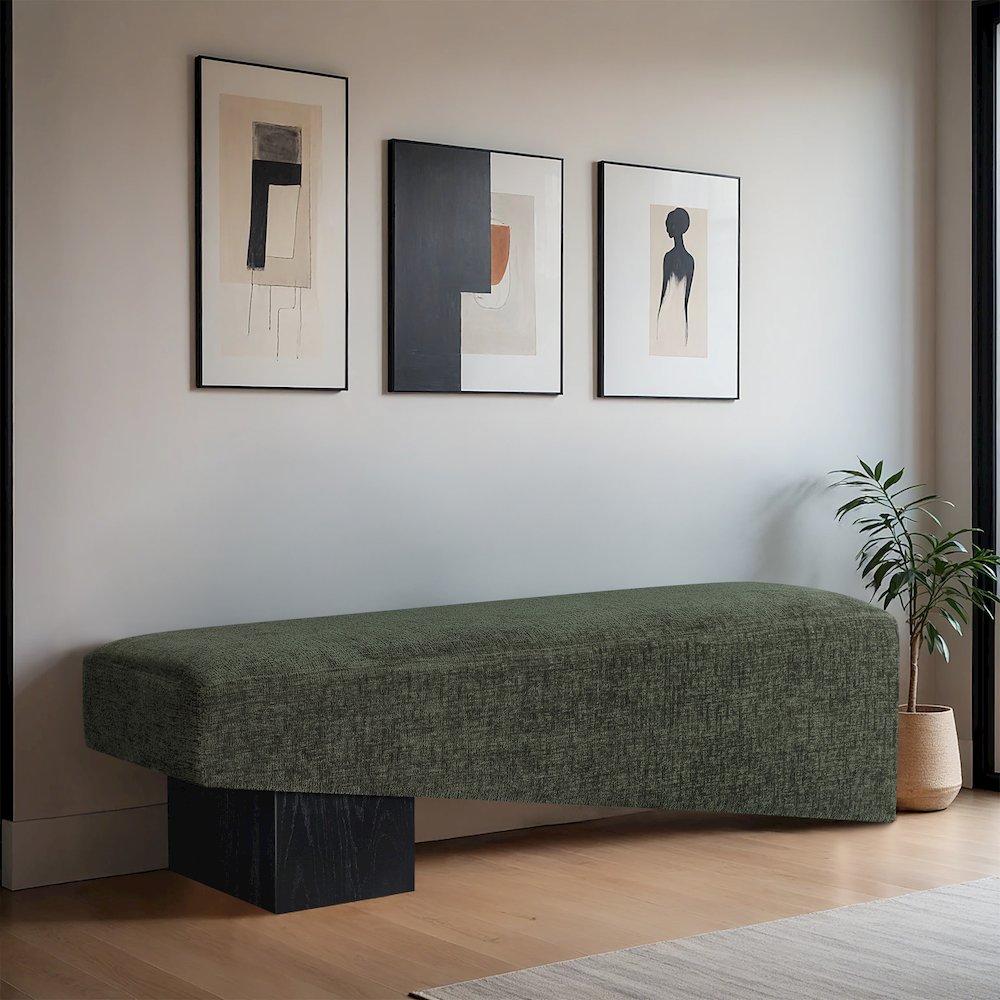 Alora Green Fabric Bench