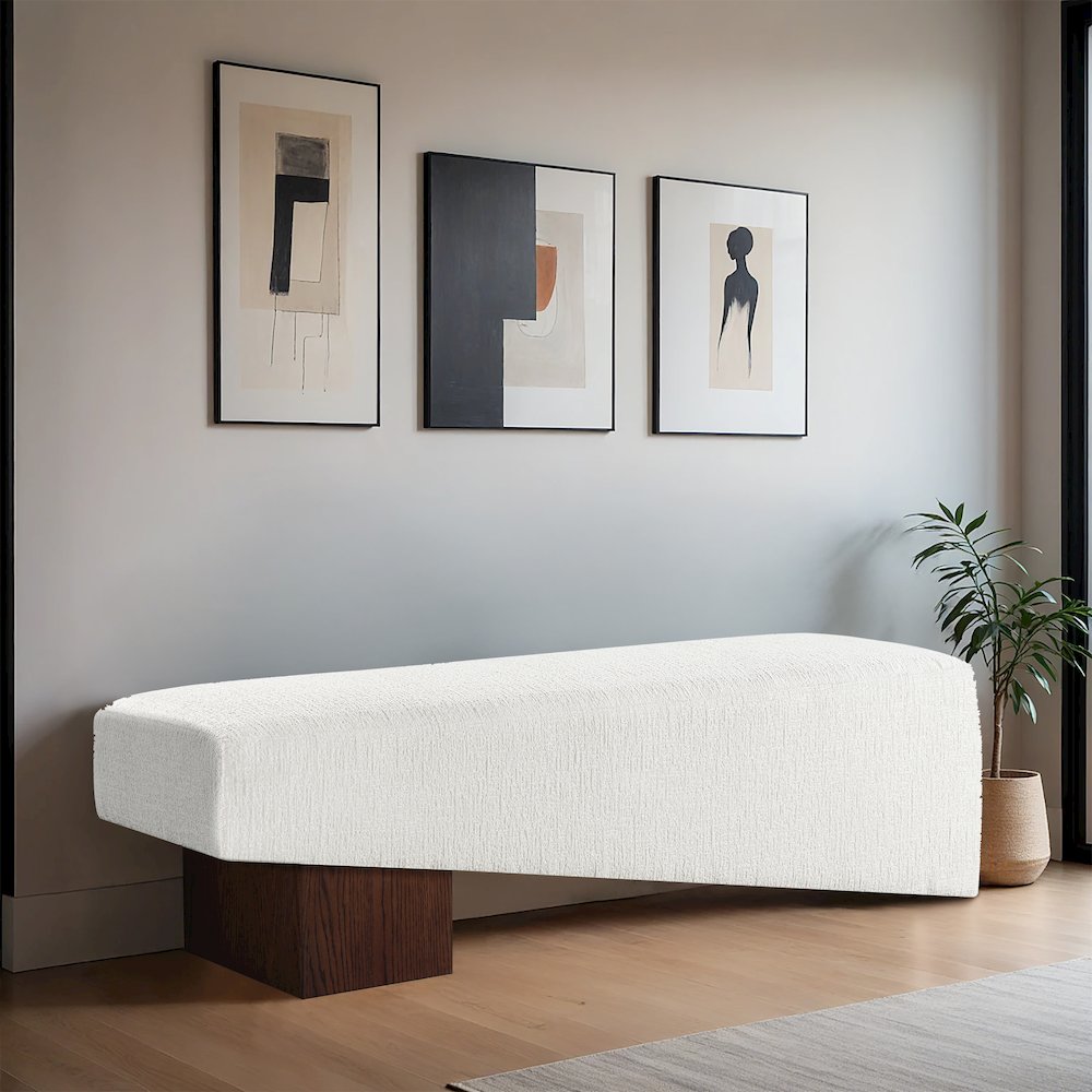 Alora Cream Fabric Bench