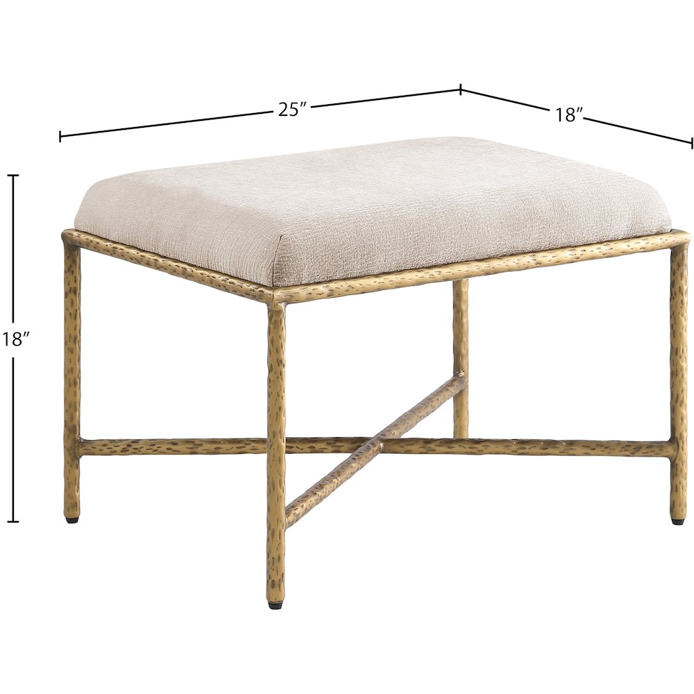 Valley Beige Chenille Fabric Bench