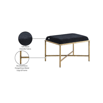 Valley Black Chenille Fabric Bench