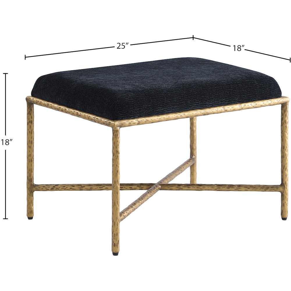 Valley Black Chenille Fabric Bench