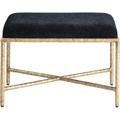 Valley Black Chenille Fabric Bench