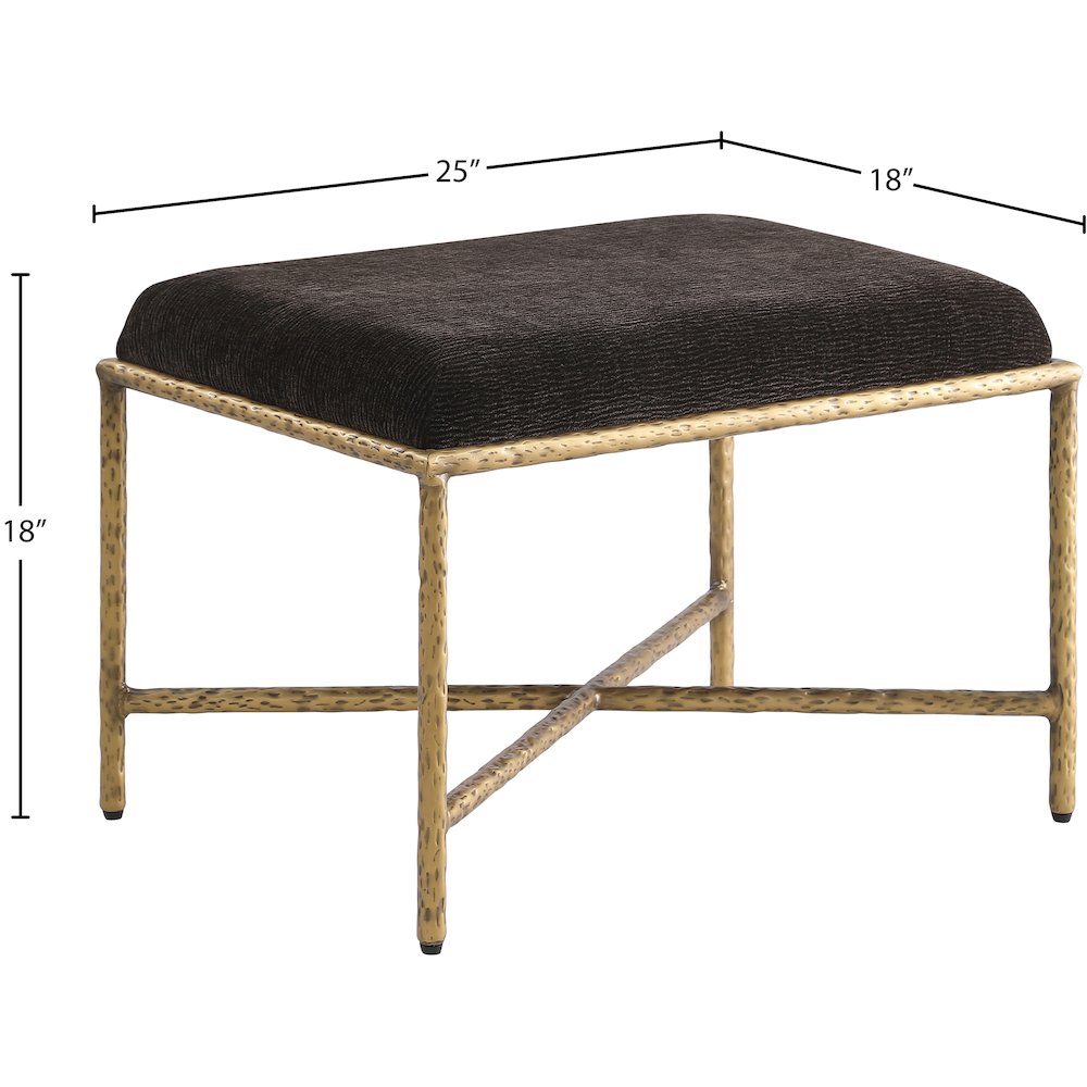 Valley Brown Chenille Fabric Bench