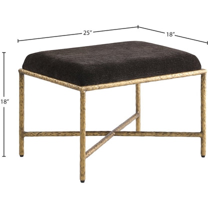 Valley Brown Chenille Fabric Bench