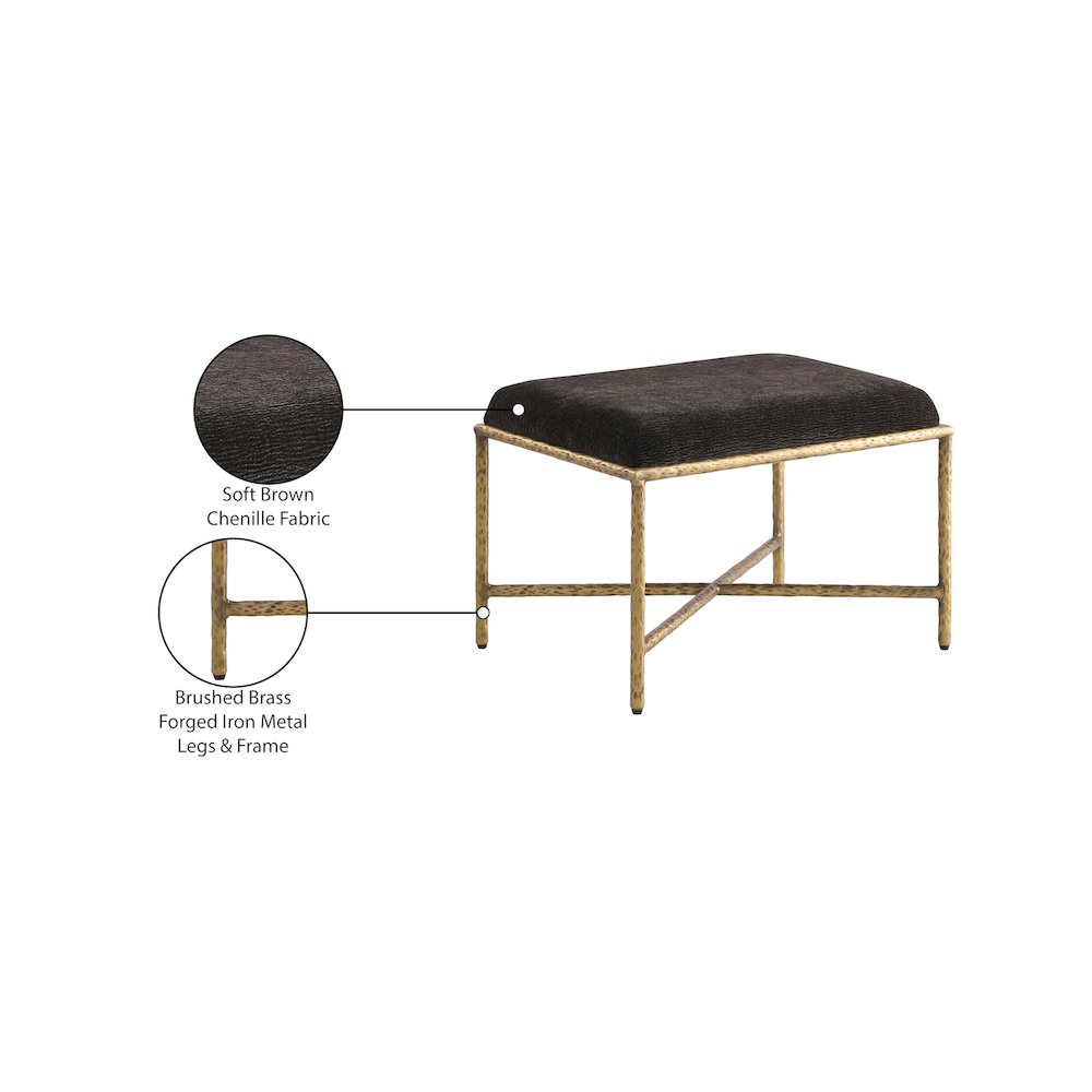 Valley Brown Chenille Fabric Bench