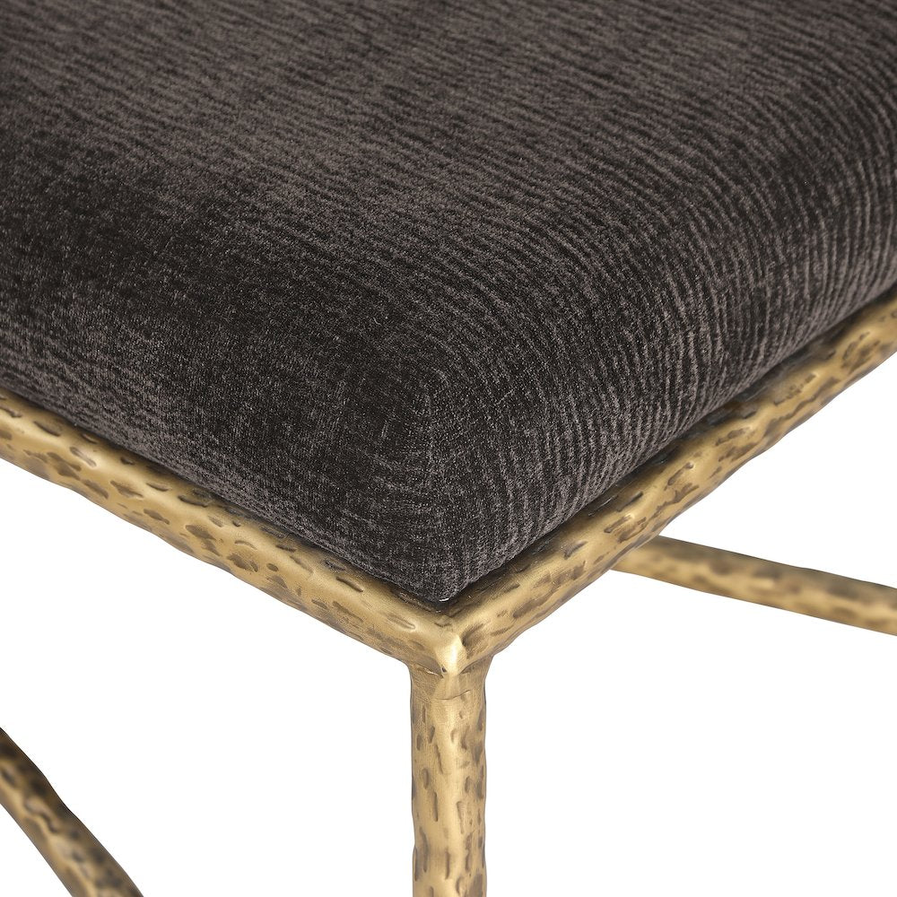 Valley Brown Chenille Fabric Bench