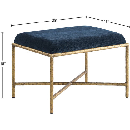 Valley Navy Chenille Fabric Bench