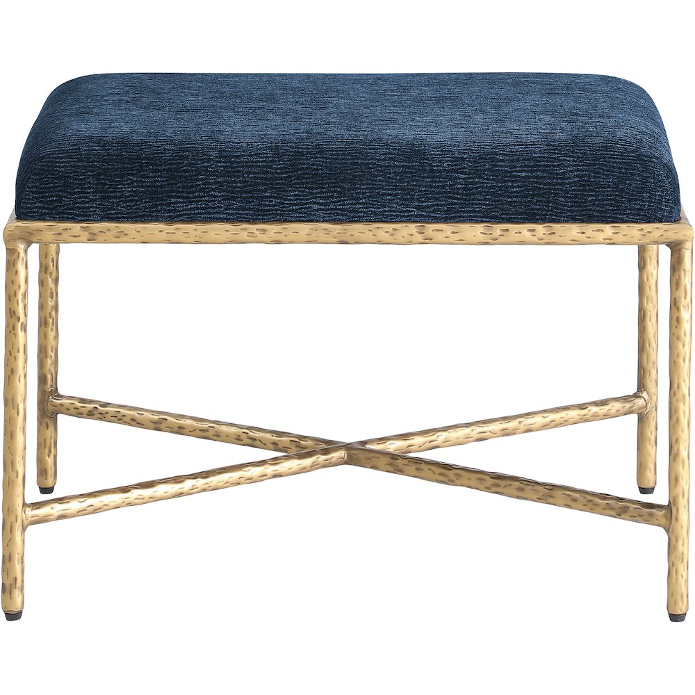 Valley Navy Chenille Fabric Bench