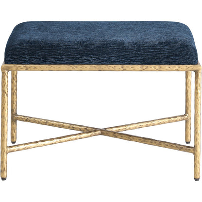 Valley Navy Chenille Fabric Bench
