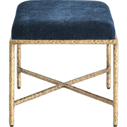 Valley Navy Chenille Fabric Bench