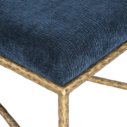 Valley Navy Chenille Fabric Bench