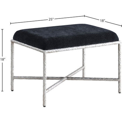 Valley Black Chenille Fabric Bench