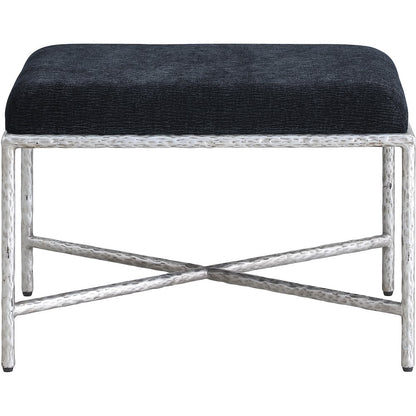 Valley Black Chenille Fabric Bench