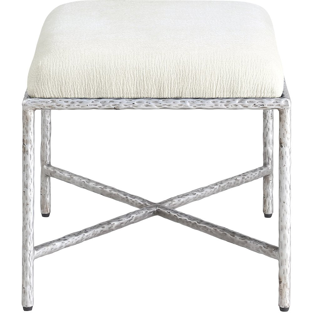 Valley Cream Chenille Fabric Bench