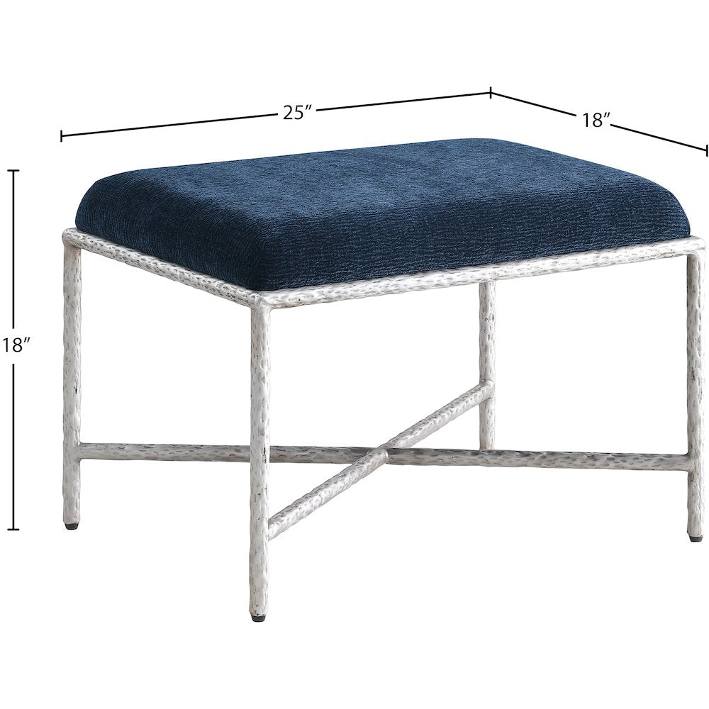 Valley Navy Chenille Fabric Bench