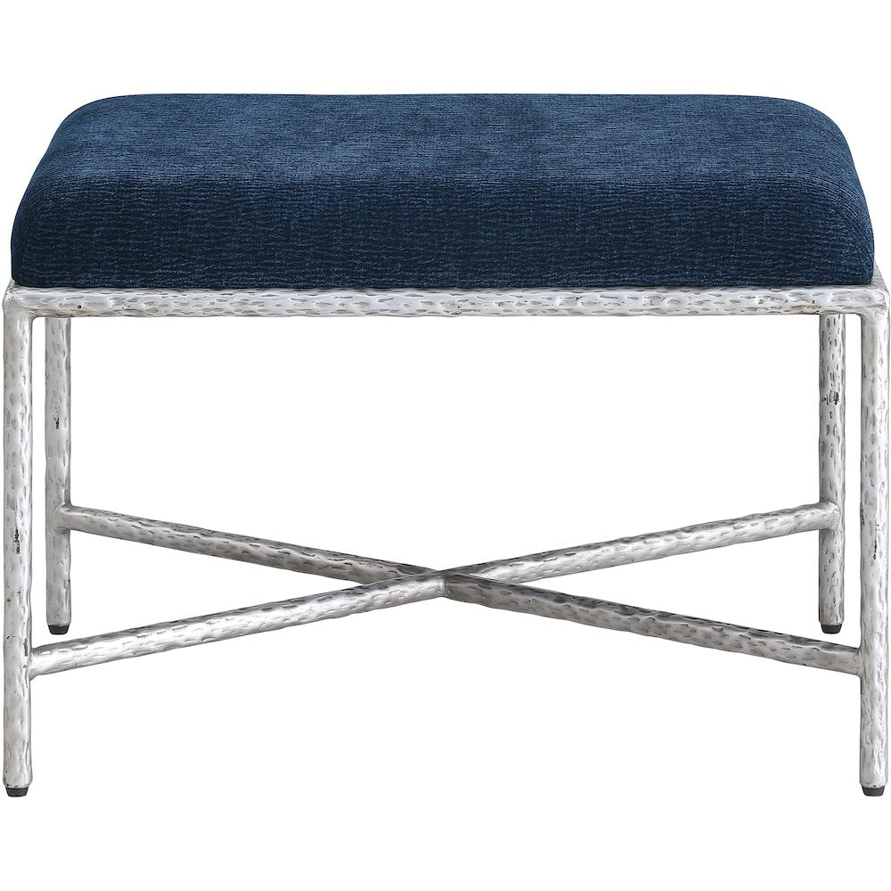 Valley Navy Chenille Fabric Bench