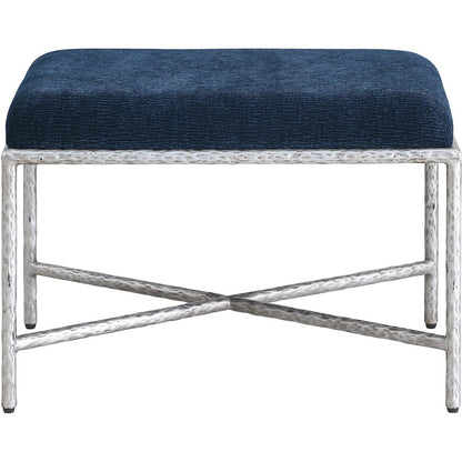 Valley Navy Chenille Fabric Bench